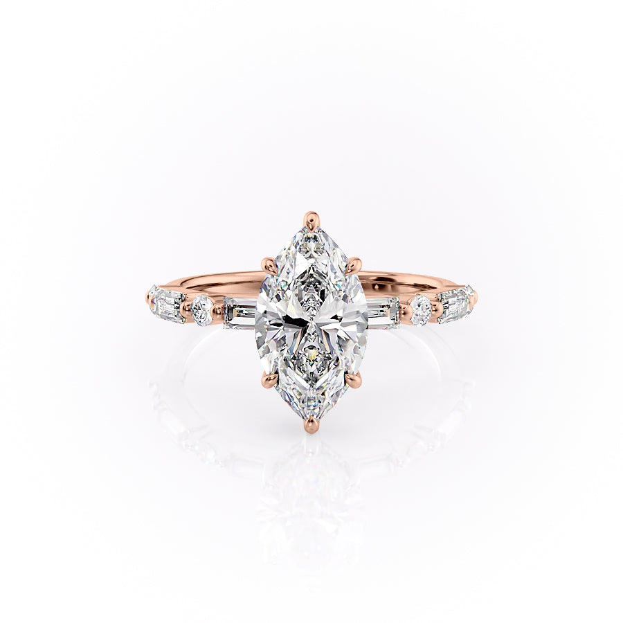 The Palmer Set With Marquise Side Stone Lab Diamond 1 Carat 14K Rose#material_14k-rose