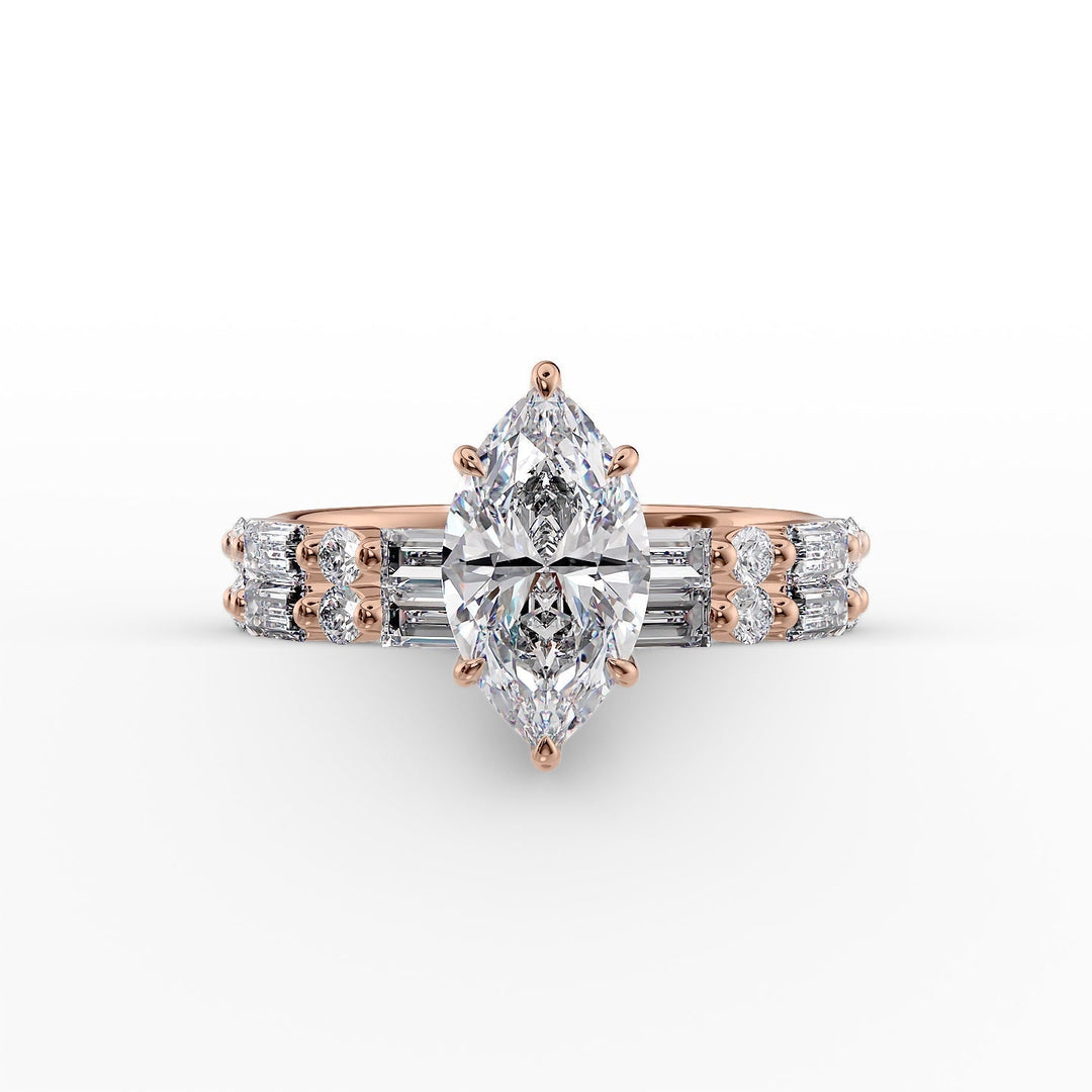 The Palmer Set With Marquise Side Stone Lab Diamond 2 Carat 14K Rose#material_14k-rose