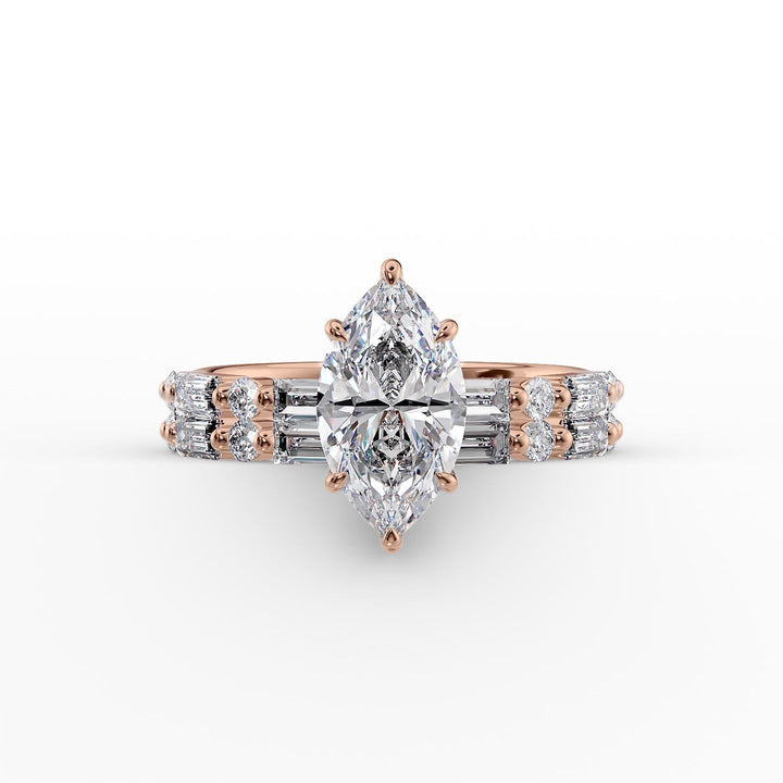 The Palmer Set With Marquise Side Stone Lab Diamond 2 Carat 14K Rose#material_14k-rose