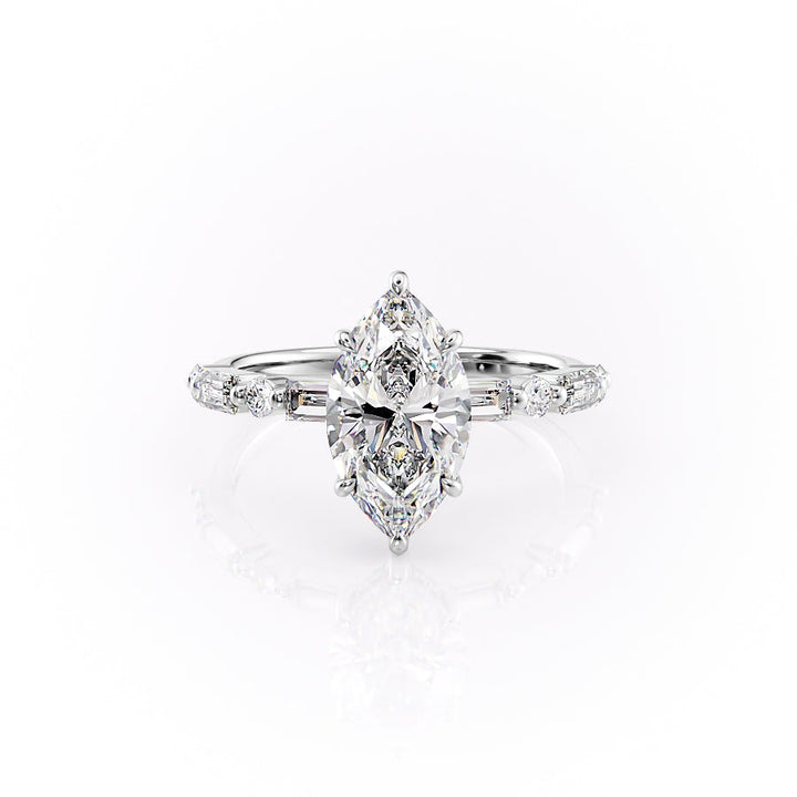 The Palmer Set With Marquise Side Stone Lab Diamond 1 Carat 14K White#material_14k-white