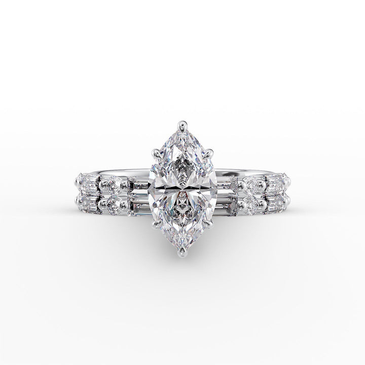 The Palmer Set With Marquise Side Stone Lab Diamond 2 Carat 14K White#material_14k-white