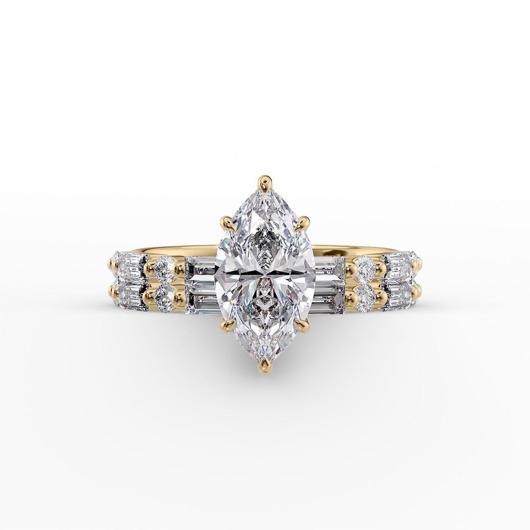 The Palmer Set With Marquise Side Stone Lab Diamond 2 Carat 18K Gold#material_18k-gold