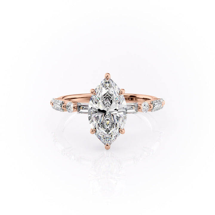 The Palmer Set With Marquise Side Stone Moissanite#material_18k-rose