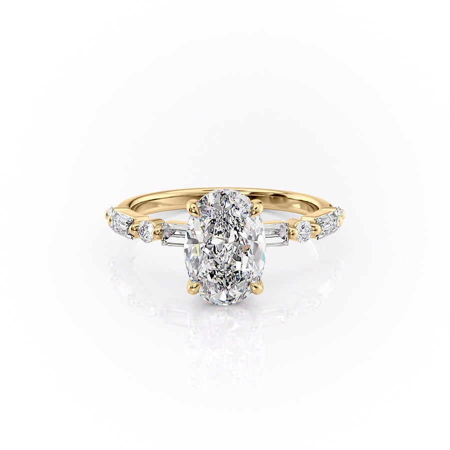 The Palmer Set With Oval Side Stone Lab Diamond 1 Carat 14K Gold#material_14k-gold