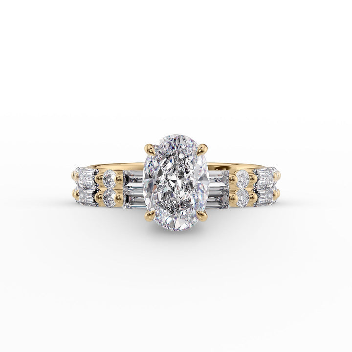 The Palmer Set With Oval Side Stone Moissanite#material_14k-gold