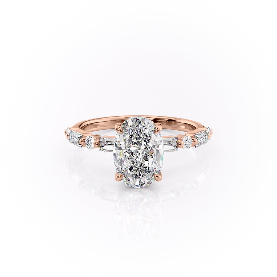 The Palmer Set With Oval Side Stone Lab Diamond 1 Carat 14K Rose#material_14k-rose