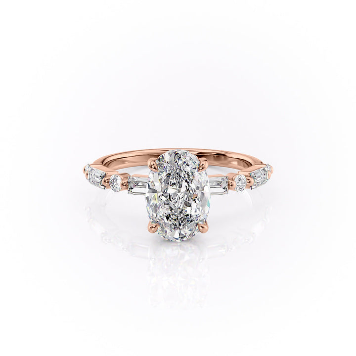 The Palmer Set With Oval Side Stone Lab Diamond 1 Carat 14K Rose#material_14k-rose