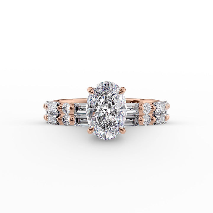 The Palmer Set With Oval Side Stone Lab Diamond 2 Carat 14K Rose#material_14k-rose