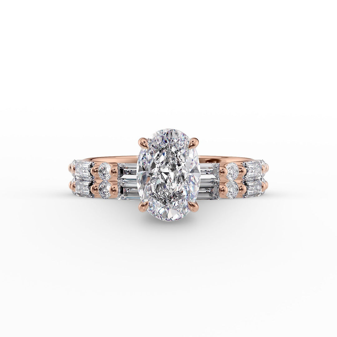 The Palmer Set With Oval Side Stone Moissanite#material_14k-rose