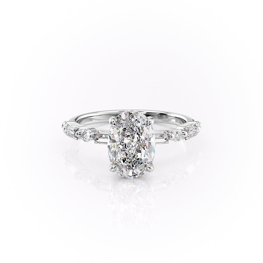 The Palmer Set With Oval Side Stone Moissanite#material_14k-white