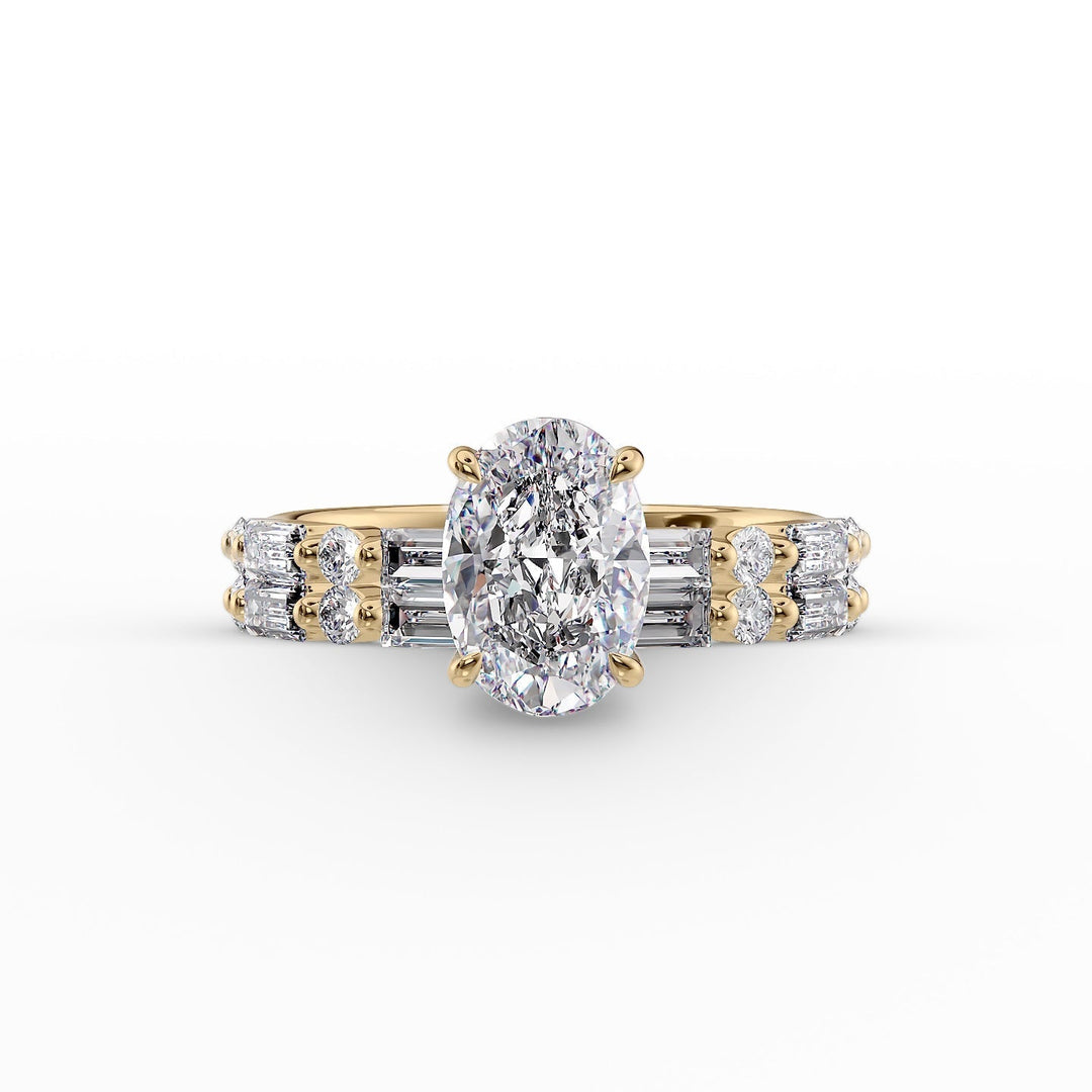 The Palmer Set With Oval Side Stone Lab Diamond 2 Carat 18K Gold#material_18k-gold