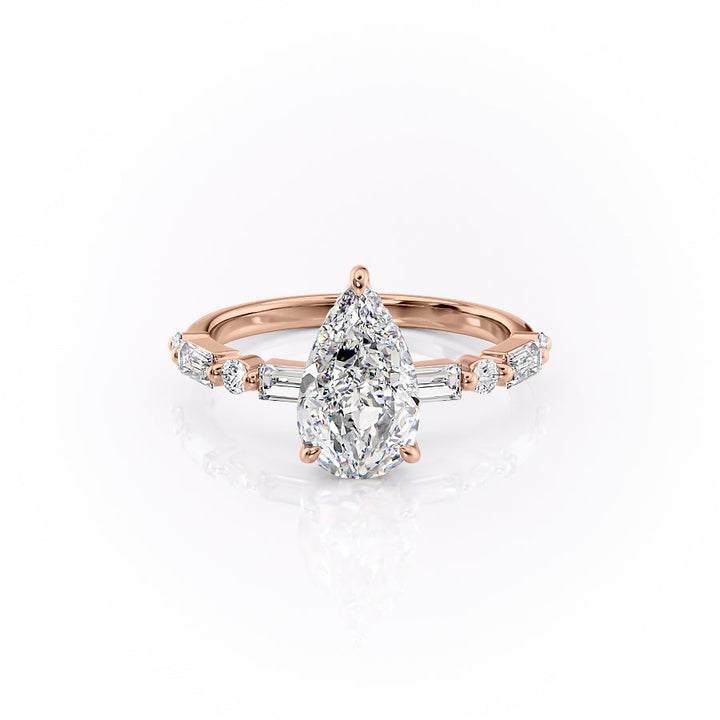 The Palmer Set With Pear Side Stone Lab Diamond 1 Carat 14K Rose#material_14k-rose