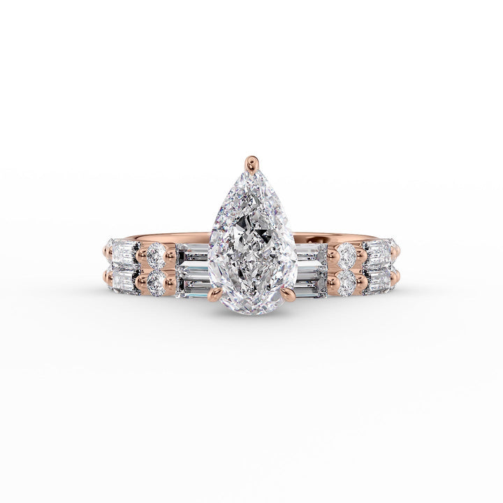 The Palmer Set With Pear Side Stone Lab Diamond 2 Carat 14K Rose#material_14k-rose