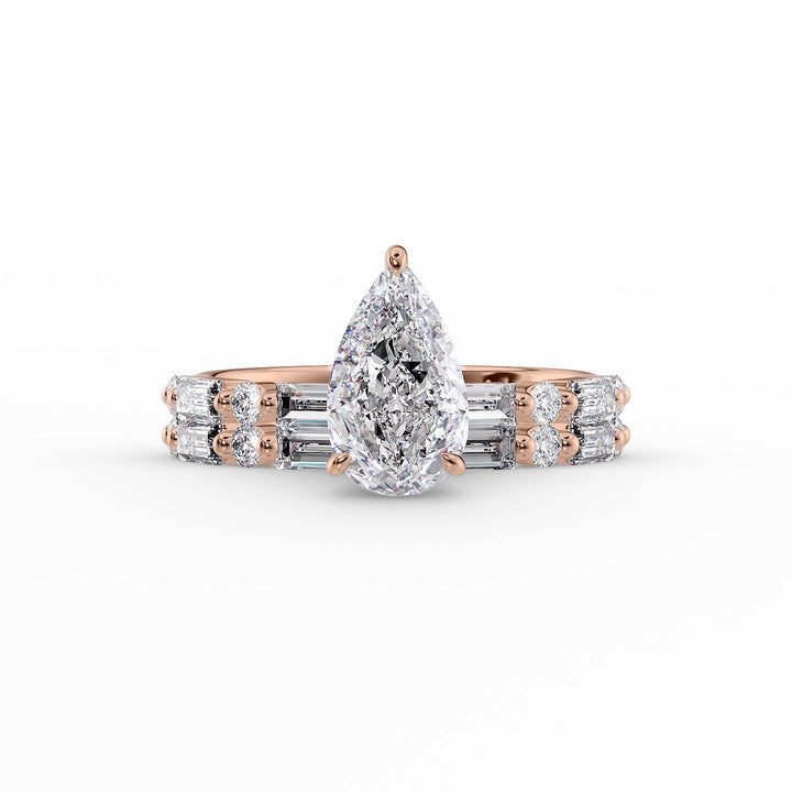 The Palmer Set With Pear Side Stone Moissanite#material_14k-rose