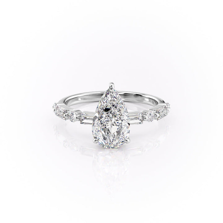 The Palmer Set With Pear Side Stone Lab Diamond 1 Carat 14K White#material_14k-white