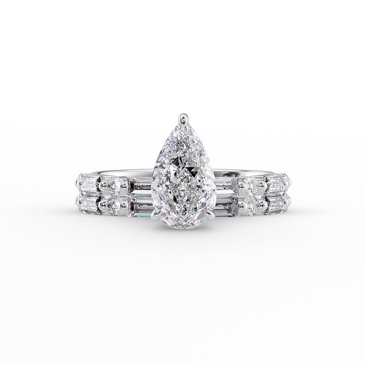 The Palmer Set With Pear Side Stone Lab Diamond 2 Carat 14K White#material_14k-white