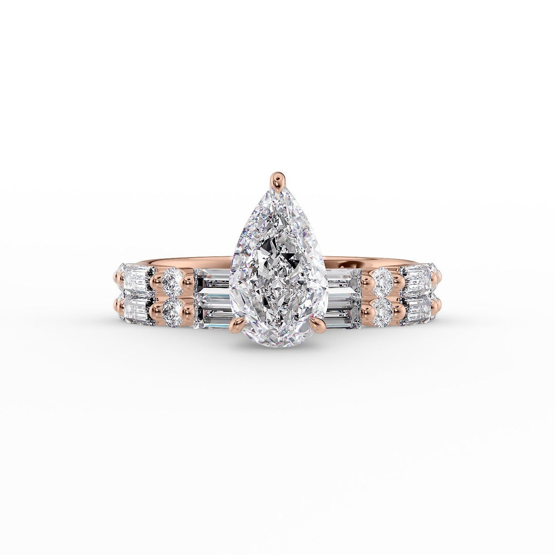 The Palmer Set With Pear Side Stone Lab Diamond 2 Carat 18K Rose#material_18k-rose