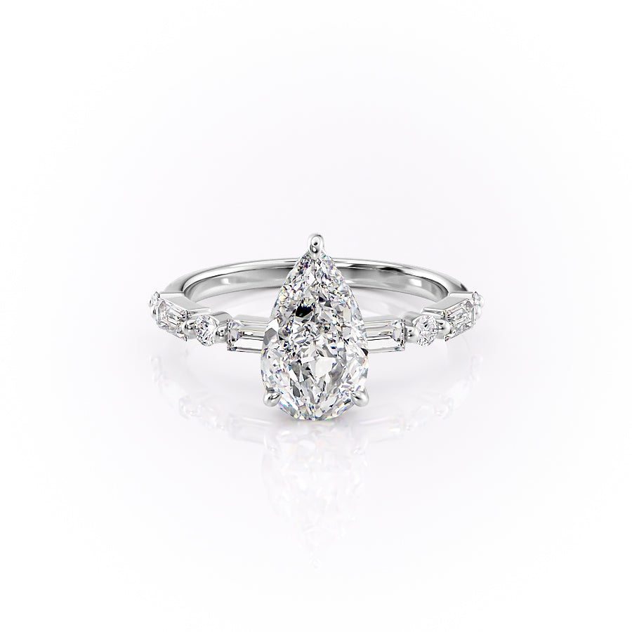 The Palmer Set With Pear Side Stone Lab Diamond 1 Carat 18K White#material_18k-white