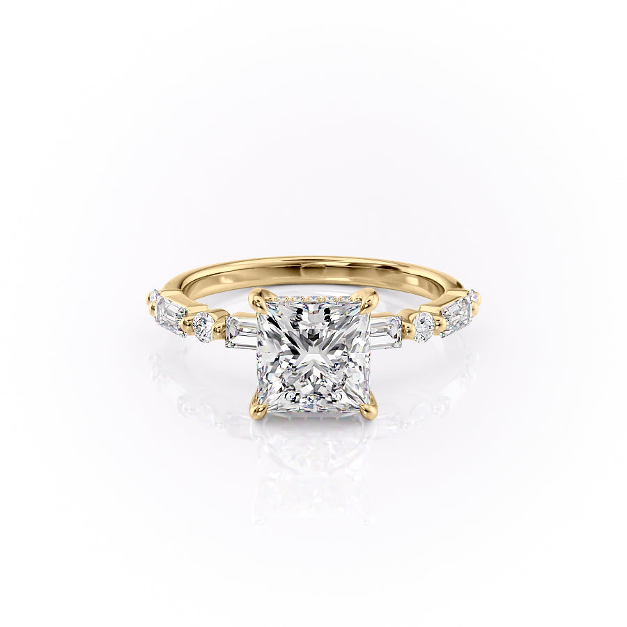 The Palmer Set With Princess Side Stone Lab Diamond 1 Carat 14K Gold#material_14k-gold