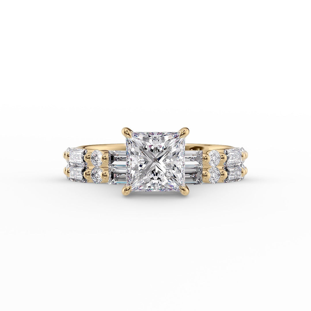 The Palmer Set With Princess Side Stone Lab Diamond 2 Carat 14K Gold#material_14k-gold