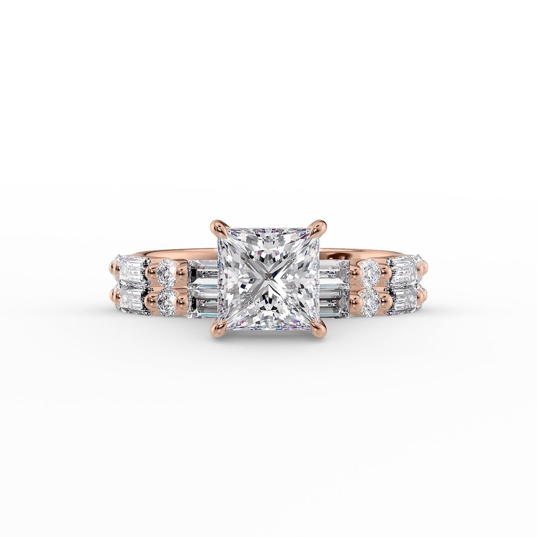 The Palmer Set With Princess Side Stone Lab Diamond 2 Carat 14K Rose#material_14k-rose