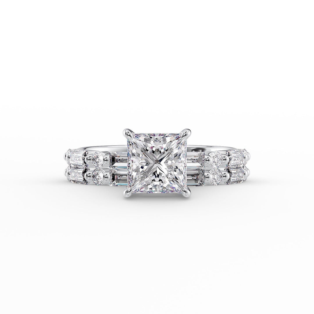 The Palmer Set With Princess Side Stone Lab Diamond 2 Carat 18K White#material_18k-white