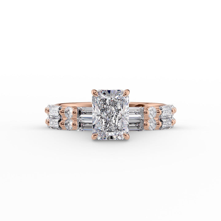 The Palmer Set With Radiant Side Stone Lab Diamond 2 Carat 14K Rose#material_14k-rose