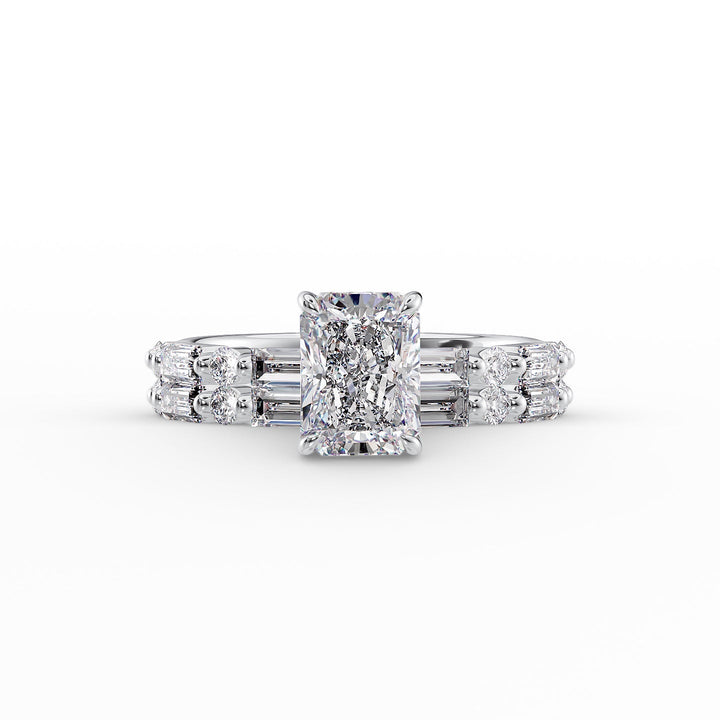 The Palmer Set With Radiant Side Stone Moissanite#material_14k-white