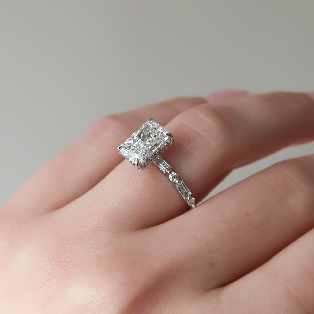 The Palmer Radiant Lab Diamond Moissanite Engagement Ring