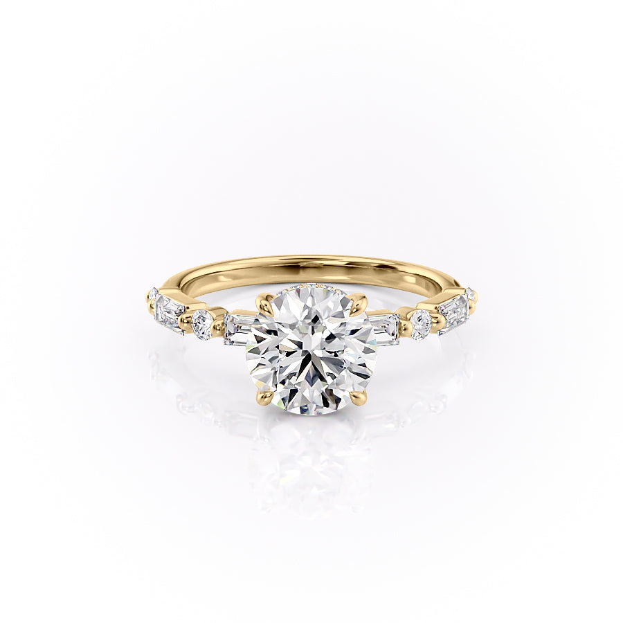 The Palmer Set With Round Side Stone Moissanite#material_14k-gold