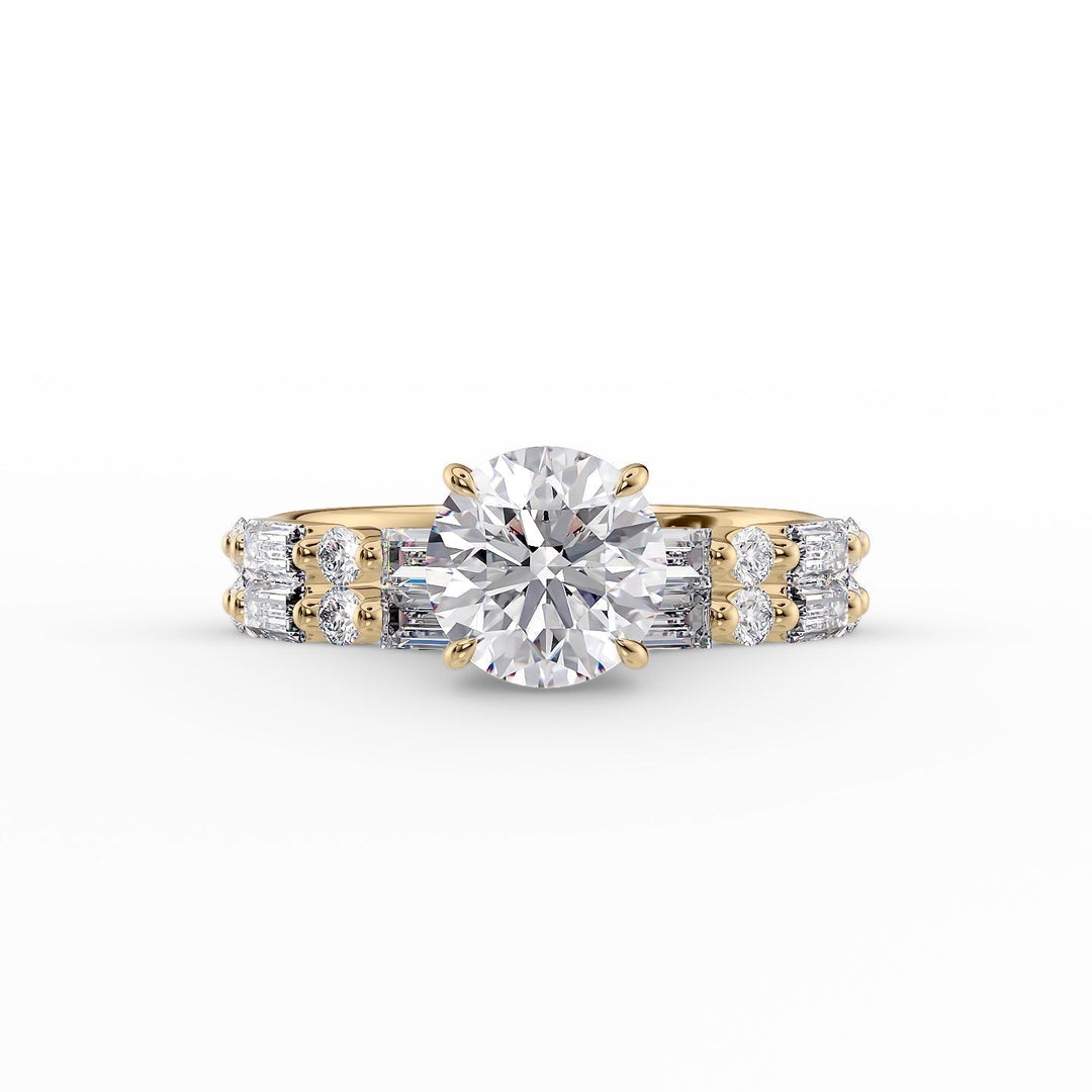 The Palmer Set With Round Side Stone Moissanite#material_14k-gold