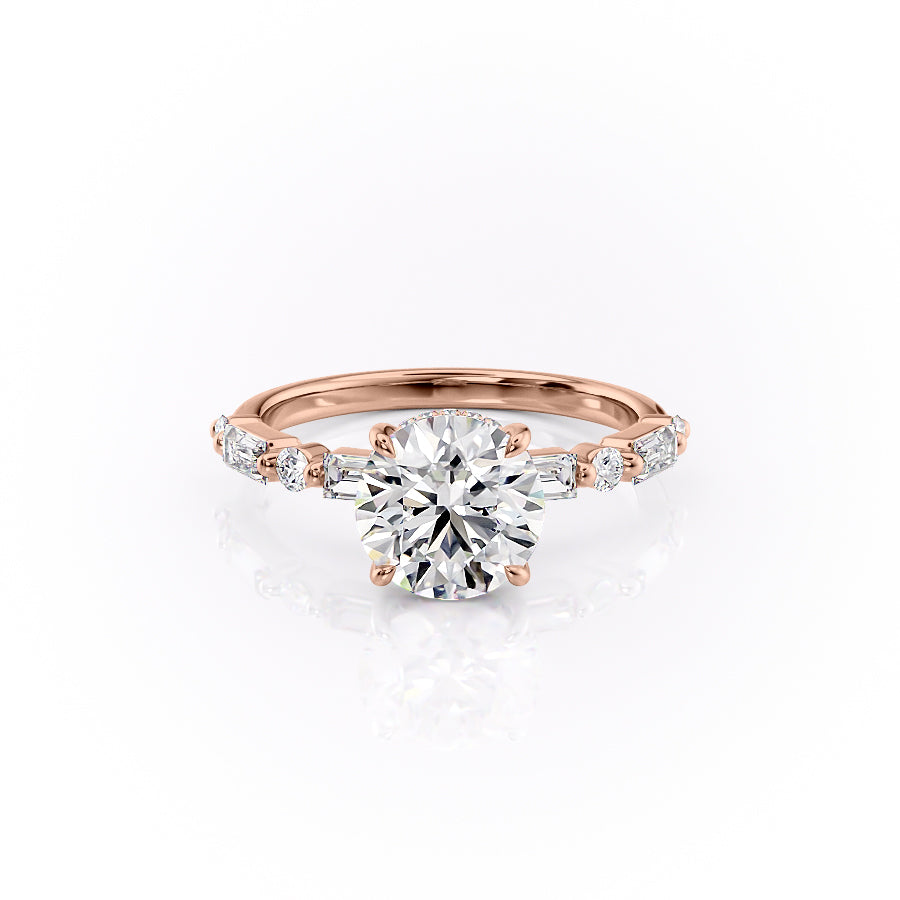 The Palmer Set With Round Side Stone Lab Diamond 1 Carat 14K Rose#material_14k-rose