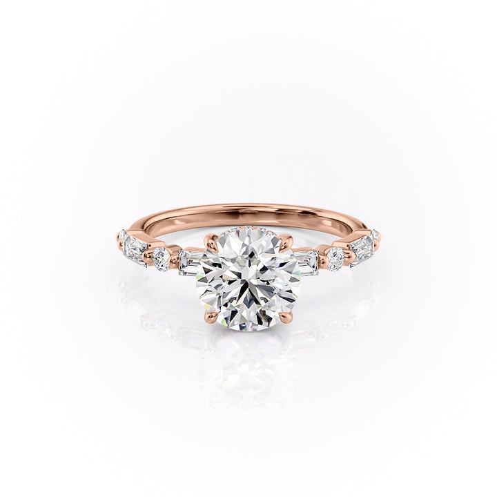 The Palmer Set With Round Side Stone Moissanite#material_14k-rose