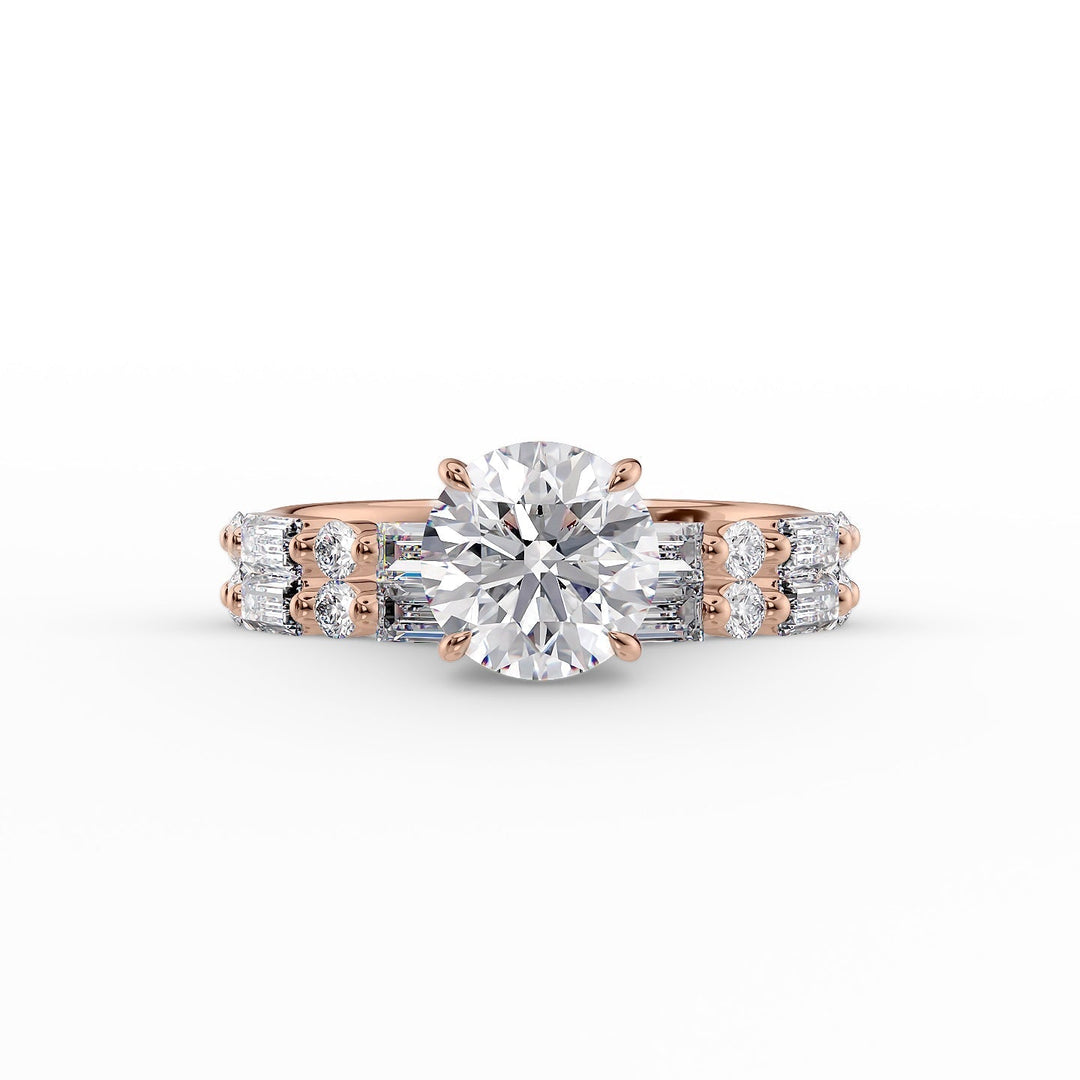 The Palmer Set With Round Side Stone Lab Diamond 2 Carat 14K Rose#material_14k-rose