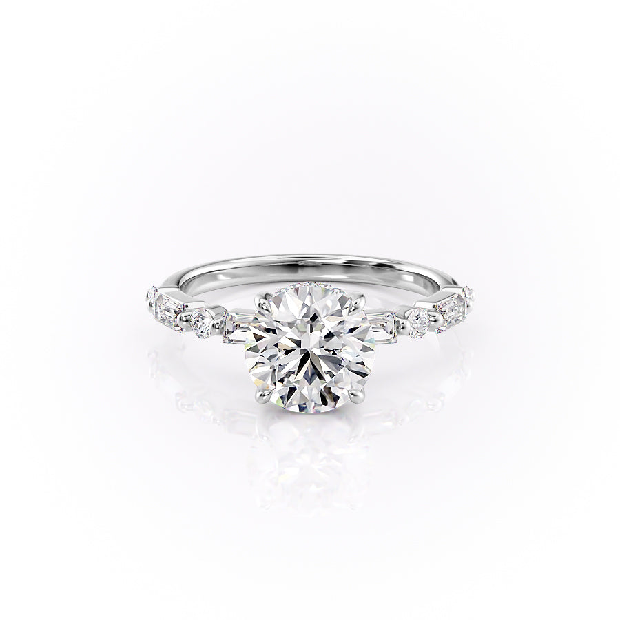 The Palmer Set With Round Side Stone Lab Diamond 1 Carat 14K White#material_14k-white