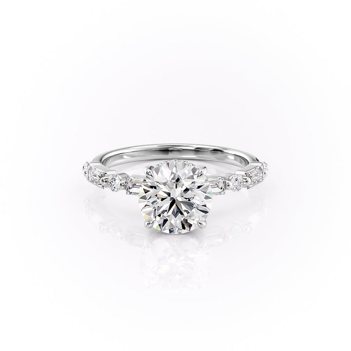 The Palmer Set With Round Side Stone Lab Diamond 1 Carat 14K White#material_14k-white