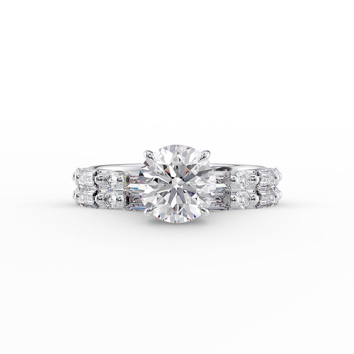 The Palmer Set With Round Side Stone Lab Diamond 2 Carat 14K White#material_14k-white