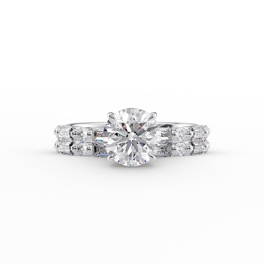 The Palmer Set With Round Side Stone Moissanite#material_14k-white