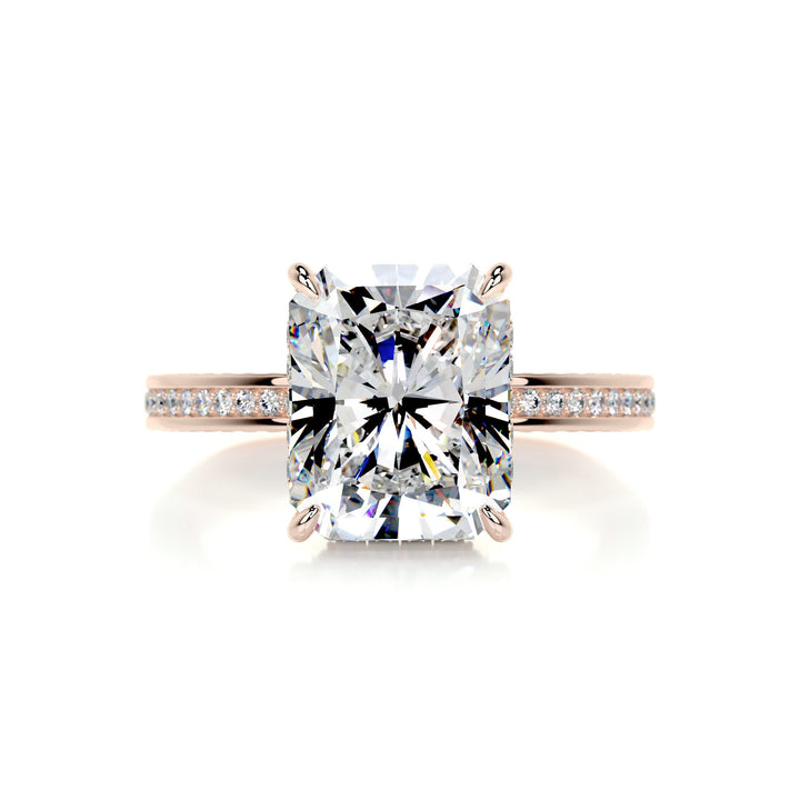 The Paloma Moissanite & Diamonds Ring Moissanite 14K Rose 1 Carat Round#material_14k-rose