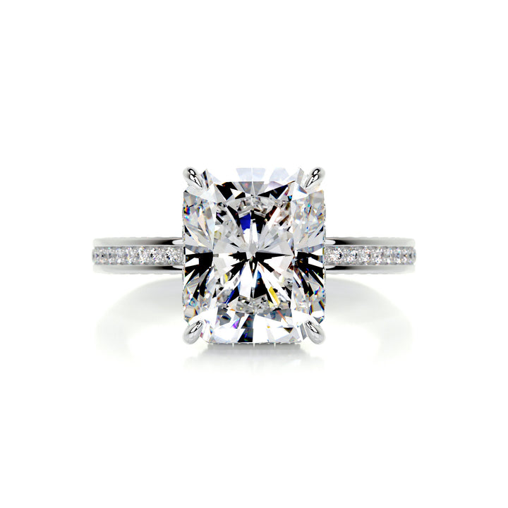 The Paloma Moissanite & Diamonds Ring Moissanite 14K White 1 Carat Round#material_14k-white