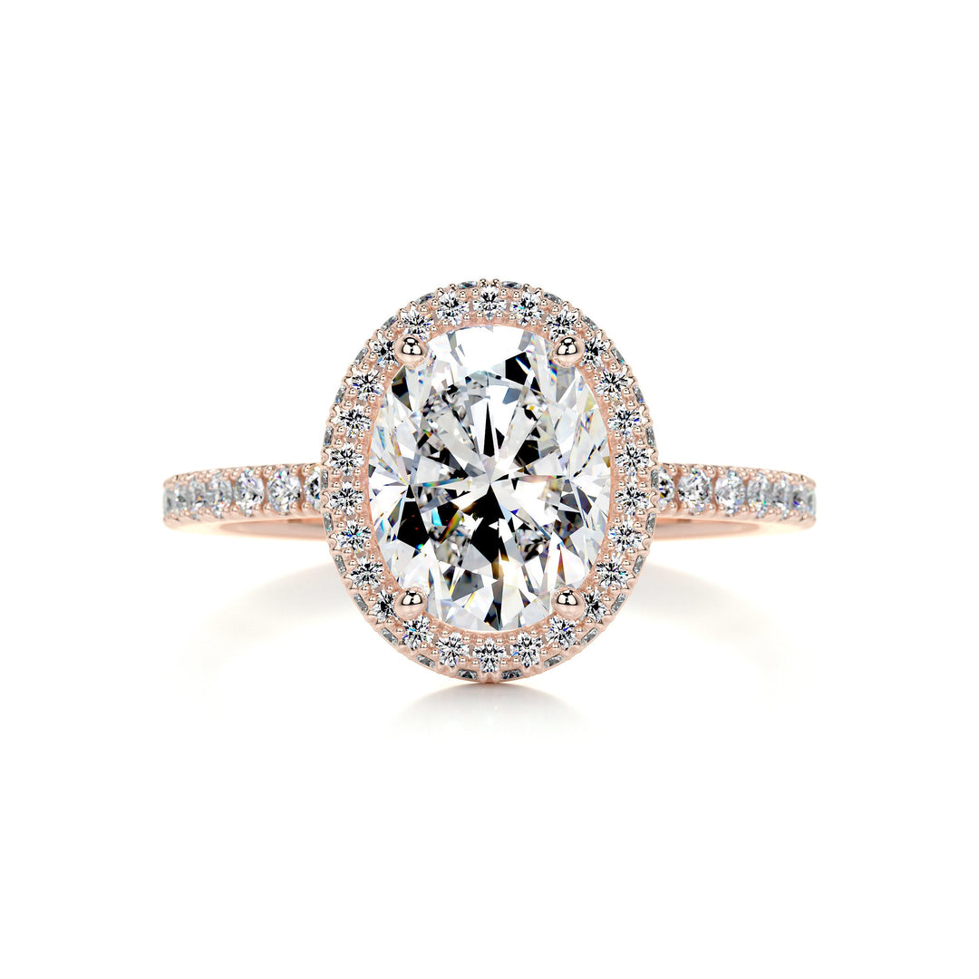 The Paris Moissanite & Diamonds Ring Moissanite 14K Rose 1 Carat Round#material_14k-rose