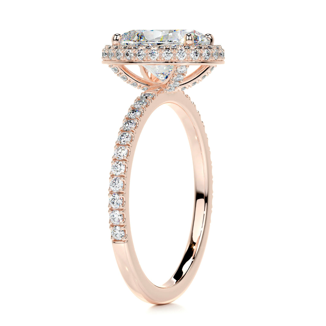 The Paris Moissanite & Diamonds Ring Moissanite 14K Rose 2.15 Carat Round#material_14k-rose