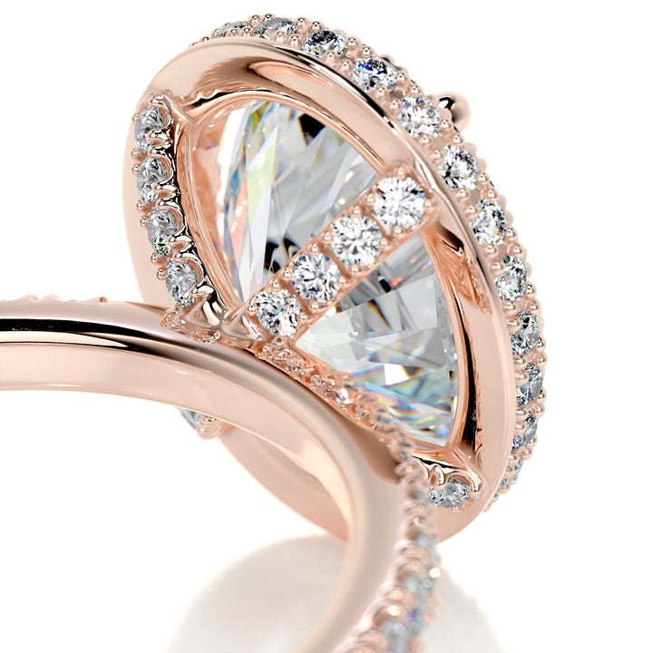 The Paris Moissanite & Diamonds Ring Moissanite 14K Rose 3 Carat Round#material_14k-rose