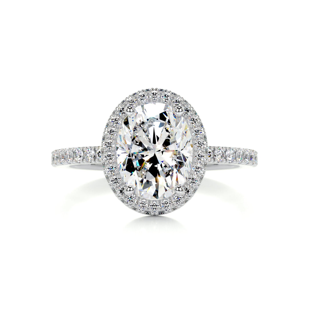 The Paris Moissanite & Diamonds Ring Moissanite 14K White 1 Carat Round#material_14k-white