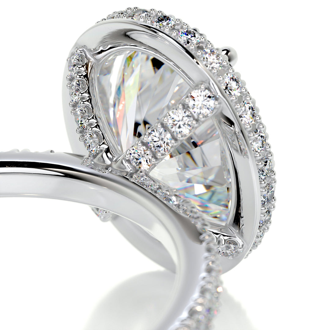 The Paris Moissanite & Diamonds Ring Moissanite 14K White 3 Carat Round#material_14k-white