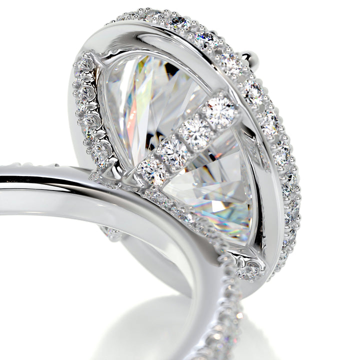 The Paris Moissanite & Diamonds Ring Moissanite 18K White 3 Carat Round#material_18k-white