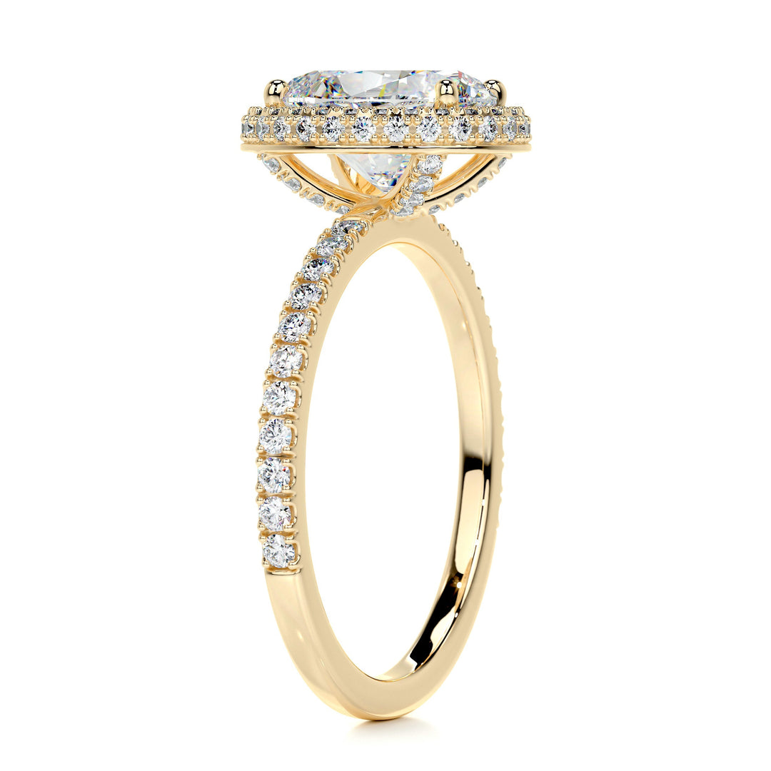 The Paris Moissanite & Diamonds Ring Moissanite 18K Gold 2.15 Carat Round#material_18k-gold