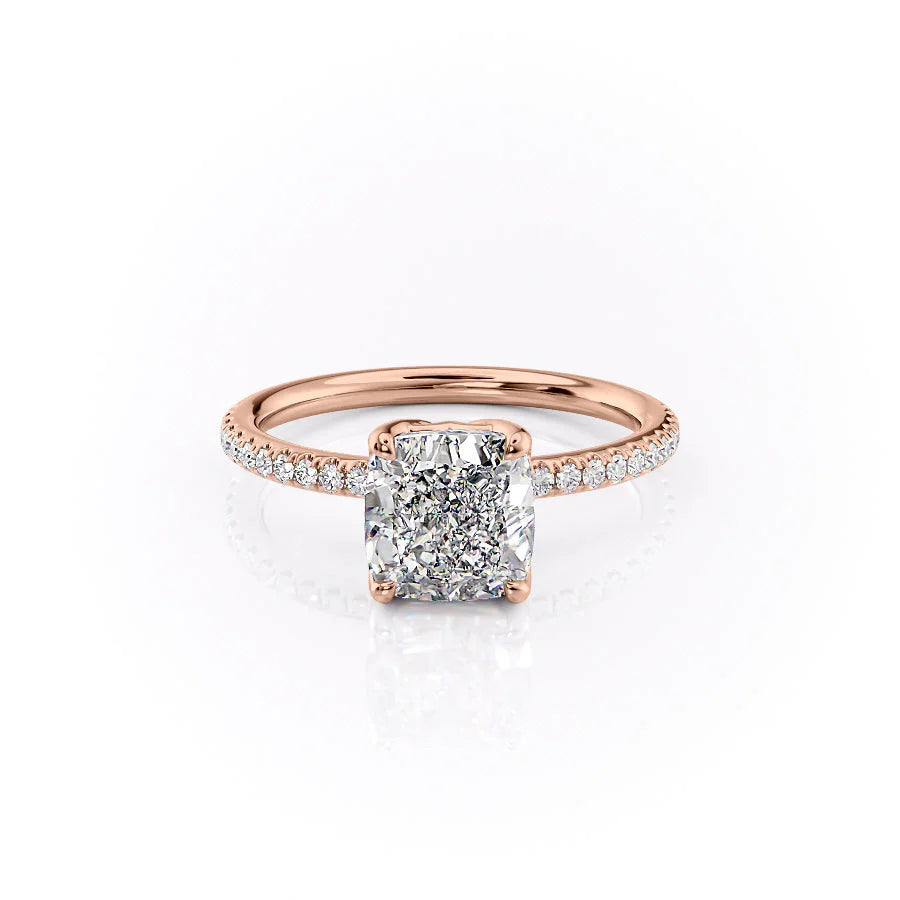 The Pave Abby Set With Cushion Pave Lab Diamond 1 Carat 14K Rose#material_14k-rose