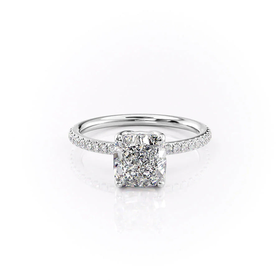 The Pave Abby Set With Cushion Pave Moissanite#material_18k-white