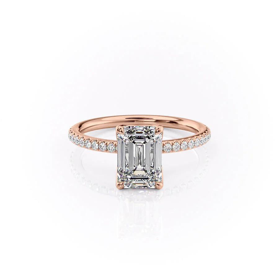 The Pave Abby Set With Emerald Pave Moissanite#material_14k-rose